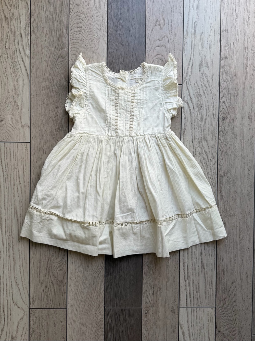 Noralee Girls Cream Lace-Trim Cotton Dress size 4